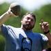 Wheaton illinois resident Jeff Armstrong competes in the open stone throw at the Celtic Festival on Saturday, July 13. Daniel Brenner I AnnArbor.com